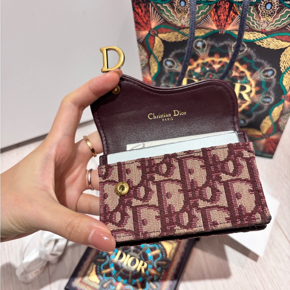 Dior Burgundy Monogram Women's Wallet